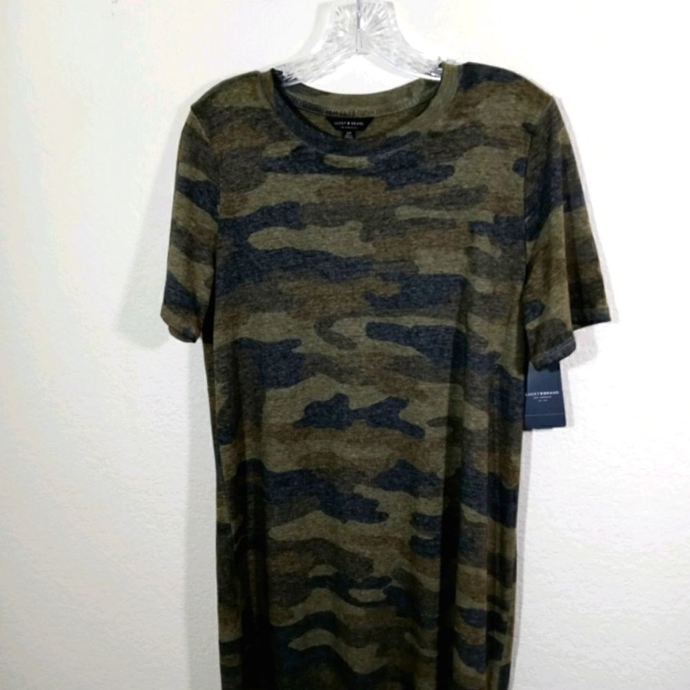 Lucky Brand Camo T Shirt Dress -E - Picture 4 of 7